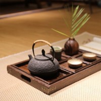 Burnt wood tea tray